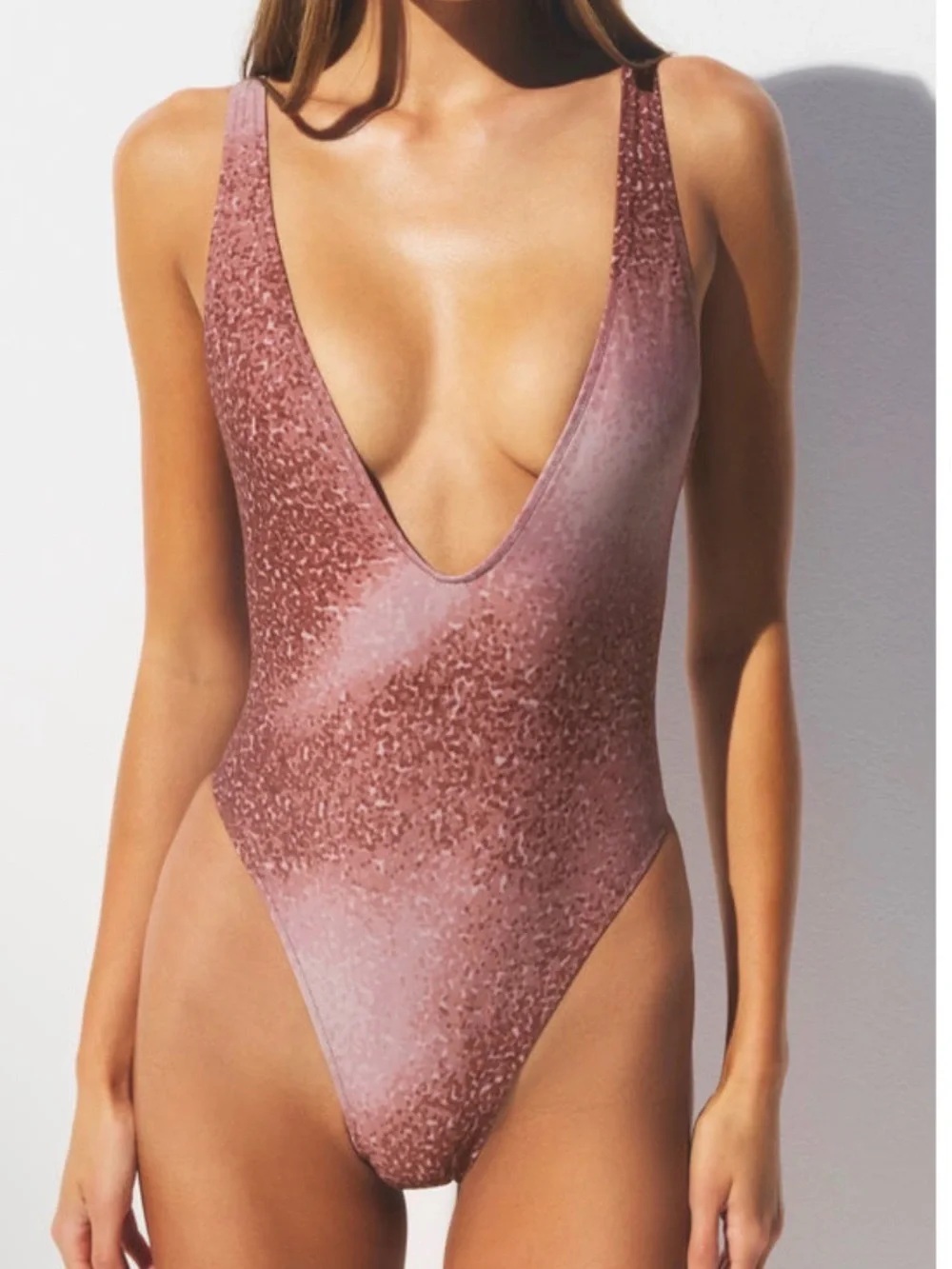 🩱 SIMS Signature Swim Plunge One Piece Swimsuit | Henna FX Ombre Print | M | NWT